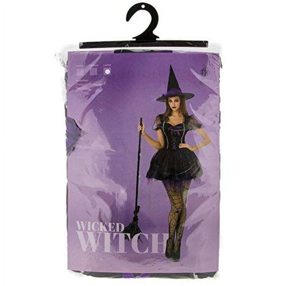 Boo! Wicked Witch Mini Sexy Dress Halloween Costume Hat Gothic Dress Up Party - Picture 6 of 8